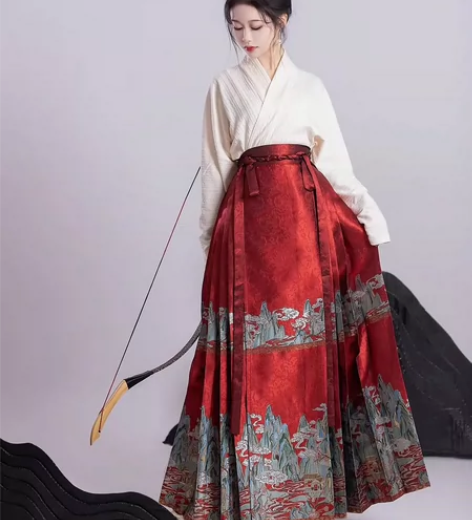 【速收】五五年千里江山红色 L码裙长105...