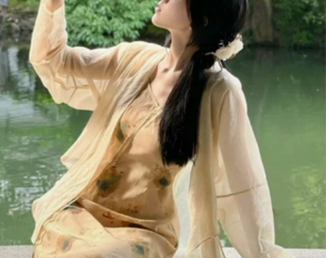 日常轻汉服春款女中国风改良吊带连衣裙古装上...