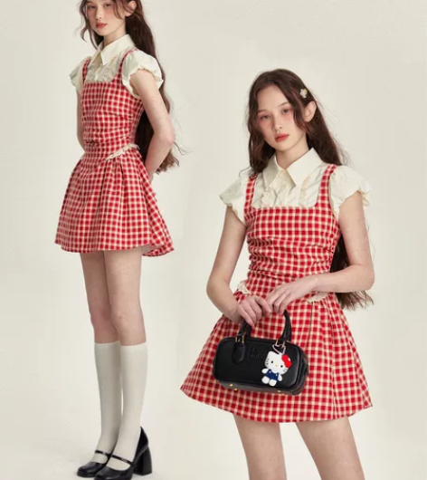 ANNATTO红格物语 假两件格子连衣裙2...