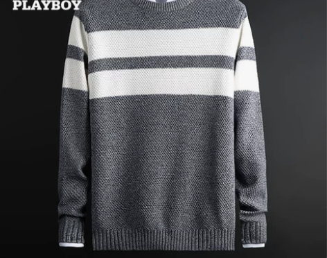 花花公子毛衣男2021秋季新款男装纯棉圆领...