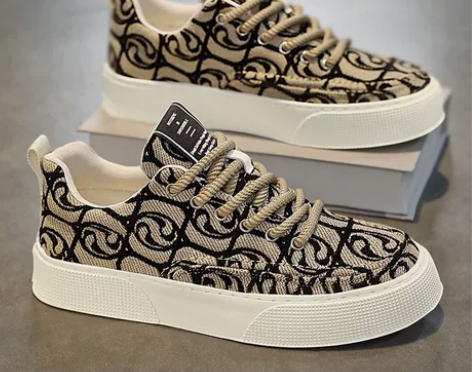 帆布鞋男低帮夏季2024新款小众低帮印花板...