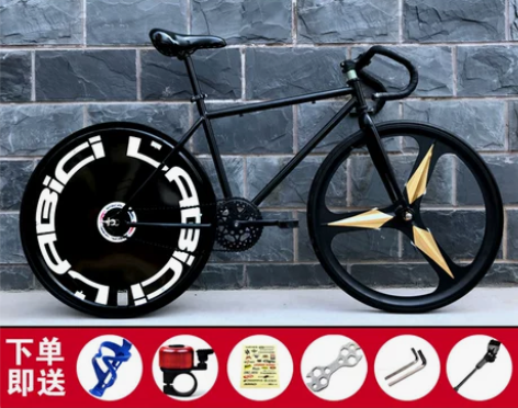 死飞自行车活飞男女款成人极简易公路车倒刹实...