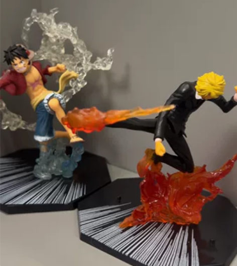 两个打包！国产海贼王手办火拳路飞，恶魔风脚...