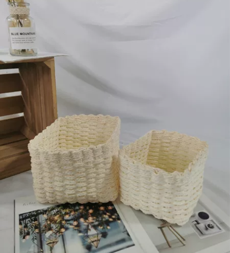 桌面手工编织篮杂物化妆品面膜首饰篮子 出口...