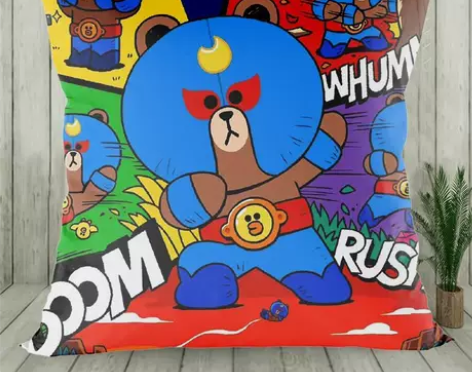 速发荒野乱斗抱枕周边游戏同款可爱卡通方枕靠...