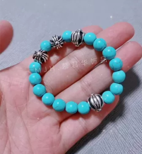 经典十架松石手串男女情侣款复古个性嘻哈潮流...