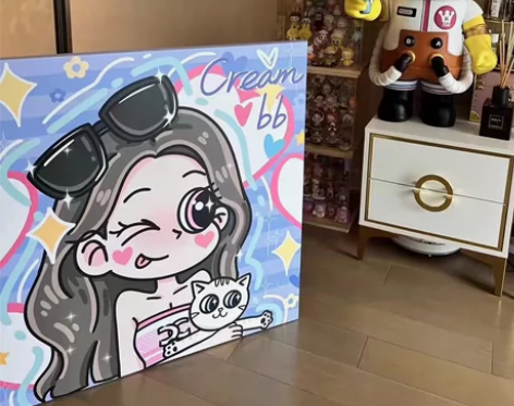 星蝶公主情侣手绘画像定制真人照片卡通装饰画...