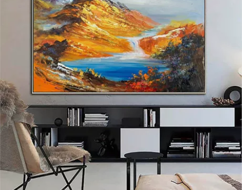 风景山水油画,刀画海景油画,卧室客厅墙面艺...