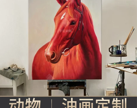 纯手绘油画来图定制装饰画动物宠物人物肖像照...