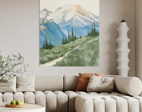 纯手绘油画《南歌》客厅侘寂##amp;am...