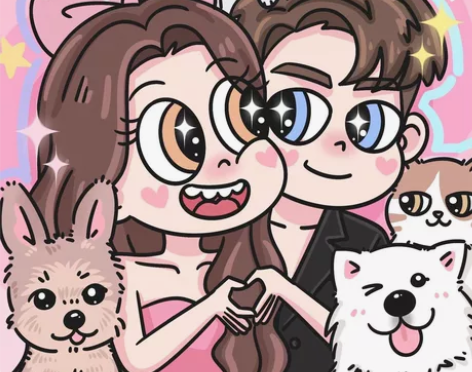 星蝶公主风装饰画照片转手绘画头像定制Q版卡...