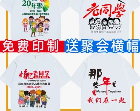 同学聚会t恤定制20年纯棉班服圆领短袖工作...