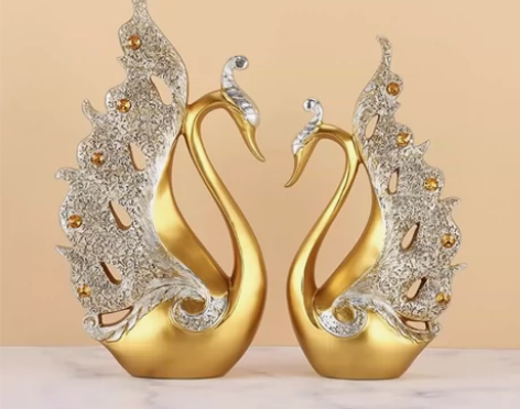 情侣天鹅家居客厅酒柜装饰品摆件中式轻奢创业...