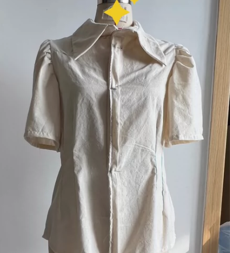 出白胚布衣服 衬衫 泡泡袖 感兴趣的话点“...