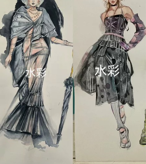 接代画服装设计手绘效果图时装画 带图来，多...