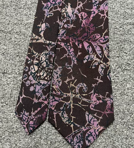 vintage中古｜手绘画 真丝领带 成色...