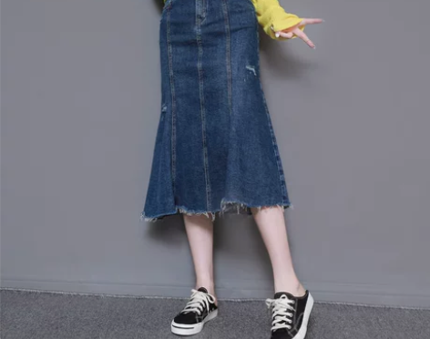 ?高腰显瘦牛仔裙女秋2020新款流苏大摆弹...