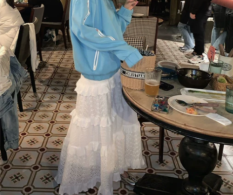 蛋糕裙 半裙落落狷介 白色蕾丝女2023年...