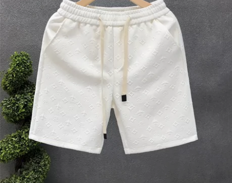 轻奢大牌风格白色提花短裤男款夏季潮牌五分裤...