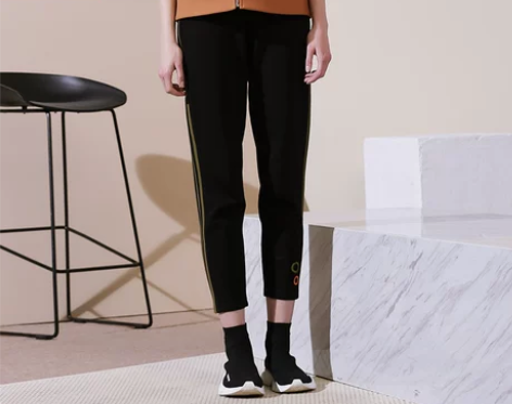 CRZ潮牌黑色修身显瘦小脚女休闲裤，裤长9...