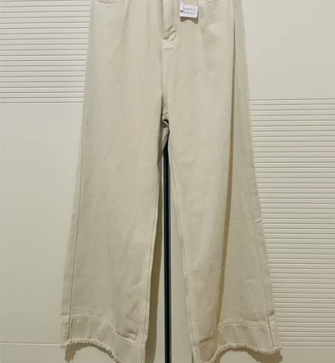 天丝阔腿流苏牛仔裤 S码 杏色 全新 腰围...