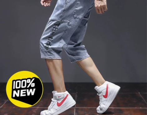 【秒杀新品】夏季牛仔短裤男七分裤男士大码宽...