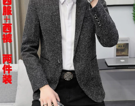 2022春秋季西服男士青年韩版修身正装休闲...