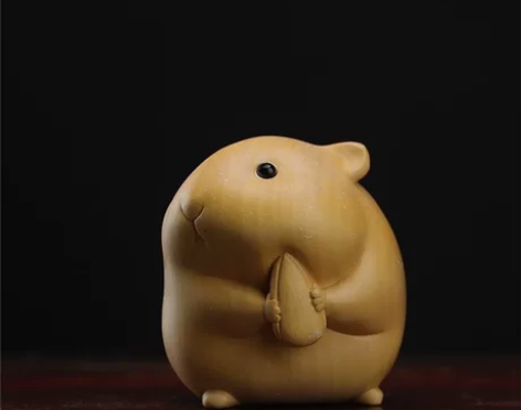 木雕手把件萌新吃货仓鼠系列车载礼品自用送人...