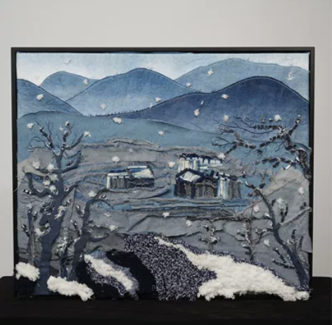 扎染布贴画纤维艺术，工艺精美，扎染与布贴画...