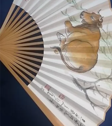 手绘扇，折扇， 8寸玉竹扇（精抛光）配扇袋...