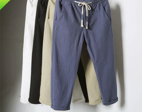 夏季薄款九分裤男韩版百搭修身潮流休闲裤男透...