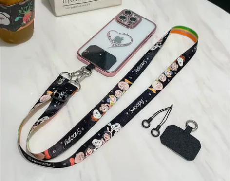 斜挎可背手机挂绳男女款个性挂脖长款可调节带...