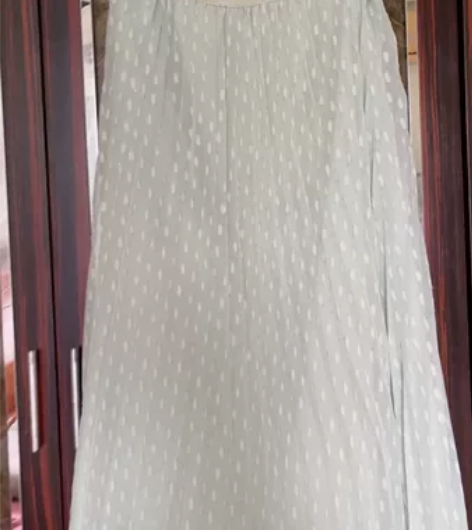 简朵 半裙百褶裙 雪纺裙 s码 浅绿色 实拍