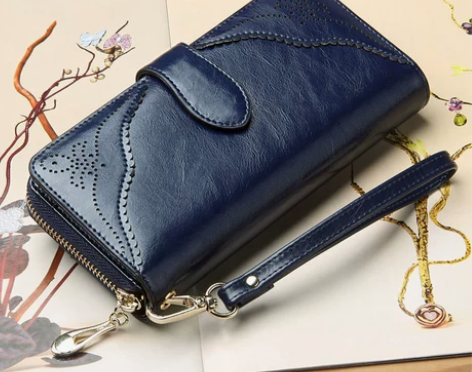 圣蒂梵女士钱包女长款拉链牛皮夹2015新款...