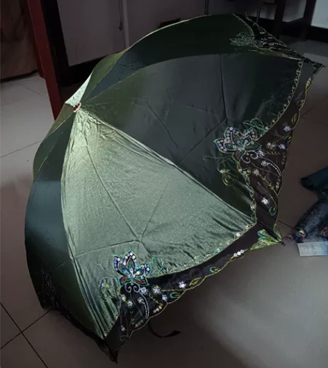 三折叠晴雨两用伞，节日单位发的。非常漂亮高...