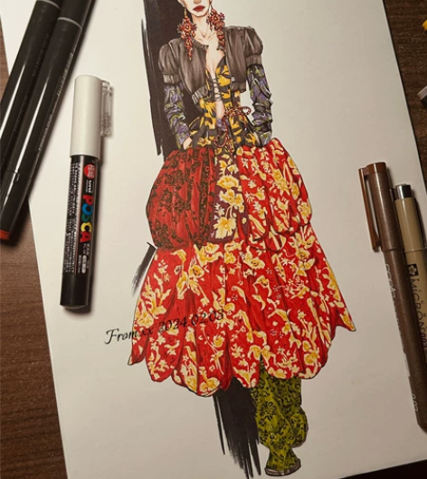 【画】马克笔效果图 服装效果图 服装款式图...