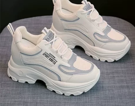 全新内增高女夏季新款网面透气厚底百搭休闲鞋...