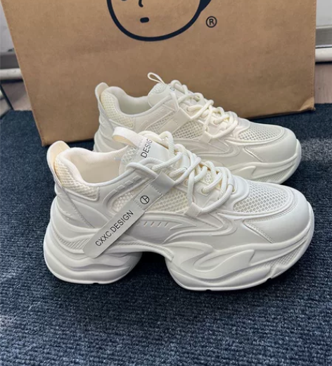 老爹鞋女松糕厚底内增高网面透气女鞋子202...