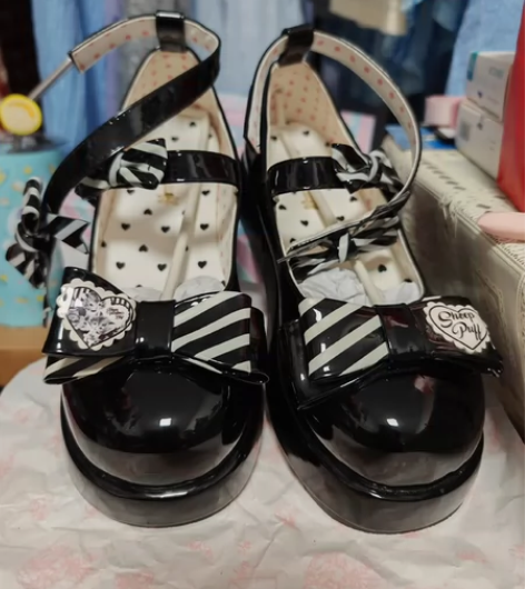 绵羊泡芙家的 猫咪情人节 黑色 39码，短...