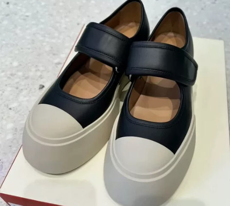 Marni 经典魔术贴玛丽珍大头绑带鞋 尺...