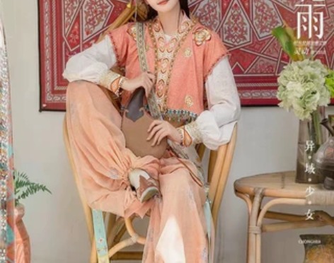 原创汉服女丝路花雨唐制改良异域风唐褙子圆领...