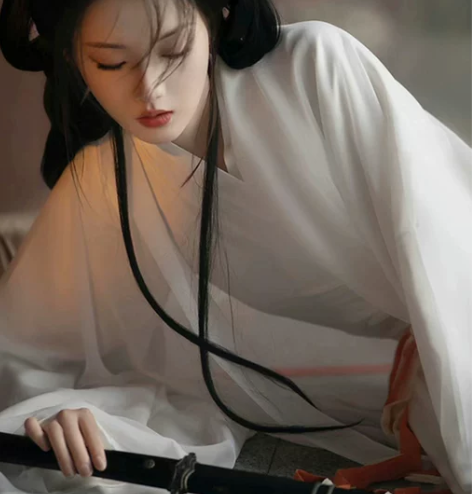 白色汉服女2024新款魏晋风古装仙气飘飘古...