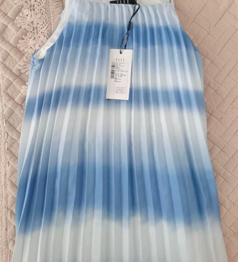 ELLE法式蓝色渐变吊带连衣裙女，夏装新款...