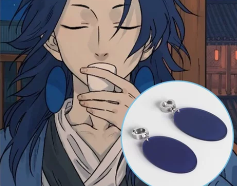 猫八老君cos耳夹蓝玉盘耳饰