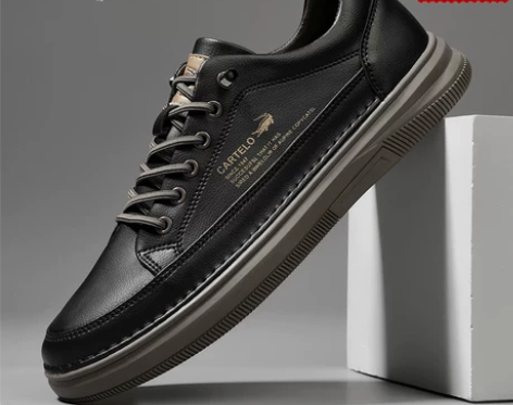 鳄鱼男鞋春秋款板鞋男潮流百搭2024新款黑...