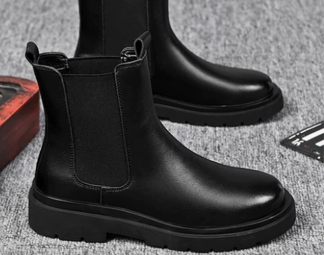 鳄鱼马丁靴男真皮中筒皮靴男士复古切尔西靴秋...