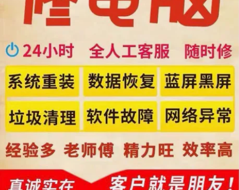 电脑维修系统重装远程故障咨询修复解决蓝屏卡...