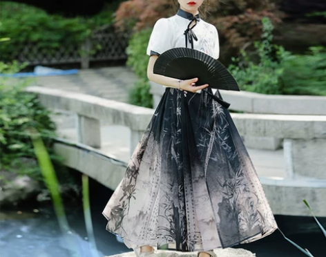 薄款女童马面裙套装2024新款新中式儿童古...