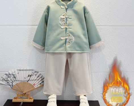 全新110码男童汉服冬季加绒中国风元旦儿童...