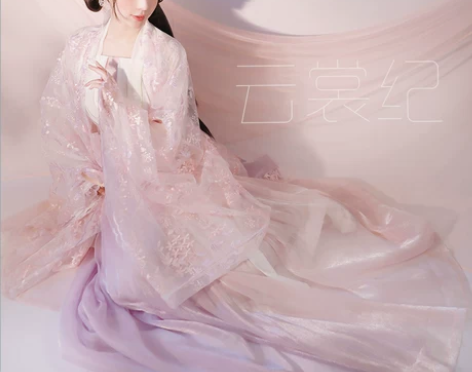 春樱粉紫六米摆一片齐腰两片裙原创汉服大袖衫春夏，仅穿一次，...